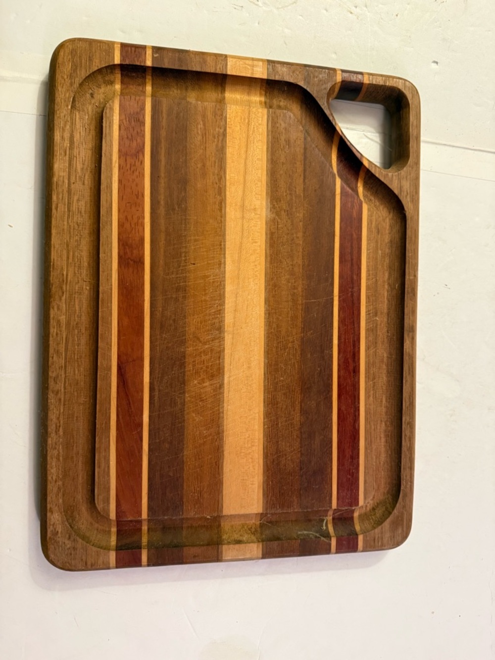 Striped Wooden Cutting/Serving Board - Multi-Tone